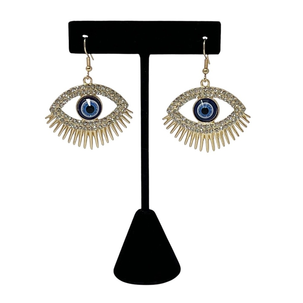 Evil Eye Earrings Rhinestone Statement Dangle Women's Gold Tone Jewelry